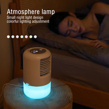 Load image into Gallery viewer, Mini Air Conditioner Timing Air Cooler Fan with Atmosphere Light USB Air Cooling Fan Office Desktop Fan Moisturizing Fan