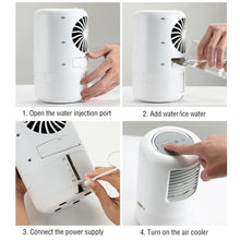 Load image into Gallery viewer, Mini Air Conditioner Timing Air Cooler Fan with Atmosphere Light USB Air Cooling Fan Office Desktop Fan Moisturizing Fan