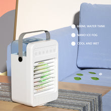 Load image into Gallery viewer, Mini Air Conditioner Timing Air Cooler Fan with Atmosphere Light USB Air Cooling Fan Office Desktop Fan Moisturizing Fan