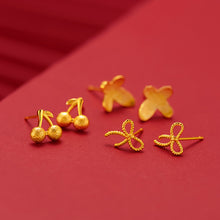 Load image into Gallery viewer, Trendy Cute Butterfly Versatile Sweet Cherry Bow Women Jewelry Gold Plated Brass Fashion Vintage Earrings Accessories