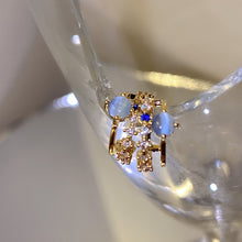Load image into Gallery viewer, Trendy Silver Needle Blue Cat Eye Earrings Irregular Acrylic Imitation Zircon Rhinestones Earrings Party Women Jewelry