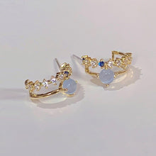 Load image into Gallery viewer, Trendy Silver Needle Blue Cat Eye Earrings Irregular Acrylic Imitation Zircon Rhinestones Earrings Party Women Jewelry