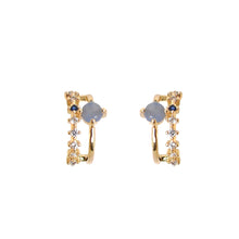 Load image into Gallery viewer, Trendy Silver Needle Blue Cat Eye Earrings Irregular Acrylic Imitation Zircon Rhinestones Earrings Party Women Jewelry