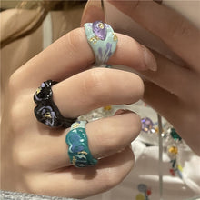 Load image into Gallery viewer, Fashion Vintage Alloy Painted Botanical Floral Pattern Ring Irregular Opening Ring Flower Women Female Accessories