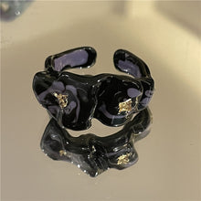 Load image into Gallery viewer, Fashion Vintage Alloy Painted Botanical Floral Pattern Ring Irregular Opening Ring Flower Women Female Accessories