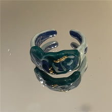 Load image into Gallery viewer, Fashion Vintage Alloy Painted Botanical Floral Pattern Ring Irregular Opening Ring Flower Women Female Accessories