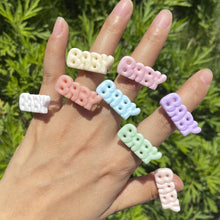 Load image into Gallery viewer, Fashion Vintage Resin Personalized Letters Geometric Baby Ring Round Women Cute Trendy Versatile Punk Ring Female Accessories