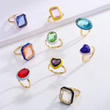 Load image into Gallery viewer, Fashion Vintage Inlaid Imitation Gemstone Enamel Dripping Oil Jewelry Geometric Ring Women Trendy Punk Ring Women Jewelry