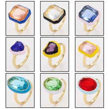 Load image into Gallery viewer, Fashion Vintage Inlaid Imitation Gemstone Enamel Dripping Oil Jewelry Geometric Ring Women Trendy Punk Ring Women Jewelry