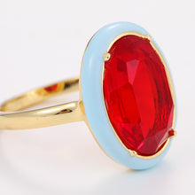 Load image into Gallery viewer, Fashion Vintage Inlaid Imitation Gemstone Enamel Dripping Oil Jewelry Geometric Ring Women Trendy Punk Ring Women Jewelry
