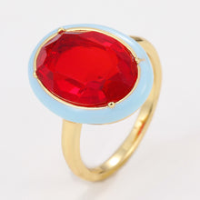 Load image into Gallery viewer, Fashion Vintage Inlaid Imitation Gemstone Enamel Dripping Oil Jewelry Geometric Ring Women Trendy Punk Ring Women Jewelry