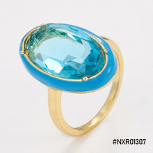 Load image into Gallery viewer, Fashion Vintage Inlaid Imitation Gemstone Enamel Dripping Oil Jewelry Geometric Ring Women Trendy Punk Ring Women Jewelry