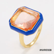 Load image into Gallery viewer, Fashion Vintage Inlaid Imitation Gemstone Enamel Dripping Oil Jewelry Geometric Ring Women Trendy Punk Ring Women Jewelry
