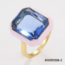 Load image into Gallery viewer, Fashion Vintage Inlaid Imitation Gemstone Enamel Dripping Oil Jewelry Geometric Ring Women Trendy Punk Ring Women Jewelry