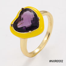 Load image into Gallery viewer, Fashion Vintage Inlaid Imitation Gemstone Enamel Dripping Oil Jewelry Geometric Ring Women Trendy Punk Ring Women Jewelry