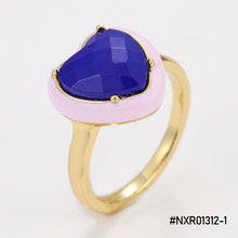 Load image into Gallery viewer, Fashion Vintage Inlaid Imitation Gemstone Enamel Dripping Oil Jewelry Geometric Ring Women Trendy Punk Ring Women Jewelry