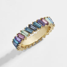 Load image into Gallery viewer, Fashion Tilt Crystal Alloy Multicolor Ring Trendy Gold Colorful Imitation Crystals Geometric Shapes Zircon Women Jewelry Accessories