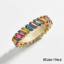 Load image into Gallery viewer, Fashion Tilt Crystal Alloy Multicolor Ring Trendy Gold Colorful Imitation Crystals Geometric Shapes Zircon Women Jewelry Accessories