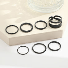 Load image into Gallery viewer, 7pcs/set Fashion Black Knuckle Ring Creative Chain Open Ring Personality Simple Cool Multi-layer Women Combination Set