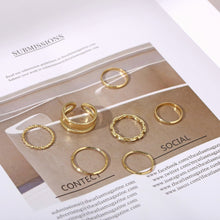 Load image into Gallery viewer, 7pcs/set Fashion Black Knuckle Ring Creative Chain Open Ring Personality Simple Cool Multi-layer Women Combination Set