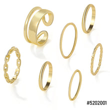 Load image into Gallery viewer, 7pcs/set Fashion Black Knuckle Ring Creative Chain Open Ring Personality Simple Cool Multi-layer Women Combination Set