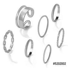 Load image into Gallery viewer, 7pcs/set Fashion Black Knuckle Ring Creative Chain Open Ring Personality Simple Cool Multi-layer Women Combination Set