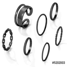 Load image into Gallery viewer, 7pcs/set Fashion Black Knuckle Ring Creative Chain Open Ring Personality Simple Cool Multi-layer Women Combination Set