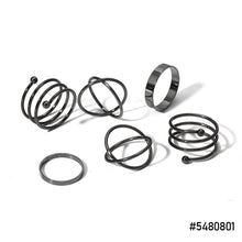 Load image into Gallery viewer, 7pcs/set Fashion Black Knuckle Ring Creative Chain Open Ring Personality Simple Cool Multi-layer Women Combination Set