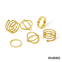 Load image into Gallery viewer, 7pcs/set Fashion Black Knuckle Ring Creative Chain Open Ring Personality Simple Cool Multi-layer Women Combination Set