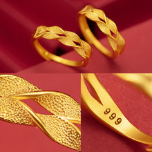 Load image into Gallery viewer, Fashion Auspicious Safe Wheat Gold Ring Open Adjustable Lucky Wave Women Wedding Ring High Quality Jewelry Accessories