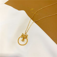 Load image into Gallery viewer, Delicate Bow Bell Cutout Pendant Necklace Clavicle Chain Fashion Female Women Creative Pendant Girl Jewelry Accessories