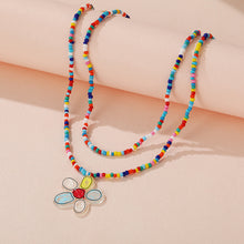 Load image into Gallery viewer, Bohemian Double-layer Short Necklace Creative Hand-beaded Butterfly Flower Colorful Rice Beads Multi-layer Necklace Women Jewelry