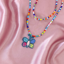 Load image into Gallery viewer, Bohemian Double-layer Short Necklace Creative Hand-beaded Butterfly Flower Colorful Rice Beads Multi-layer Necklace Women Jewelry