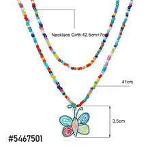 Load image into Gallery viewer, Bohemian Double-layer Short Necklace Creative Hand-beaded Butterfly Flower Colorful Rice Beads Multi-layer Necklace Women Jewelry