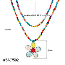 Load image into Gallery viewer, Bohemian Double-layer Short Necklace Creative Hand-beaded Butterfly Flower Colorful Rice Beads Multi-layer Necklace Women Jewelry