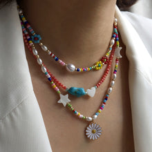 Load image into Gallery viewer, Fashion Summer Short Flower Necklace Female Rice Beads Personality Beach Star Moon Daisy Shell Clavicle Chain Jewelry