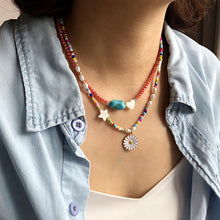 Load image into Gallery viewer, Fashion Summer Short Flower Necklace Female Rice Beads Personality Beach Star Moon Daisy Shell Clavicle Chain Jewelry