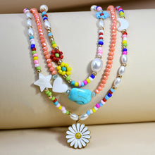 Load image into Gallery viewer, Fashion Summer Short Flower Necklace Female Rice Beads Personality Beach Star Moon Daisy Shell Clavicle Chain Jewelry