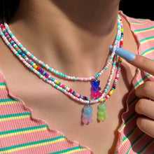 Load image into Gallery viewer, Summer Coloful Cute Cartoon Gummy Bear Necklace Rice Beads Teddy Bear Pendant Gradient Bear Women Girl Jewelry Accessories