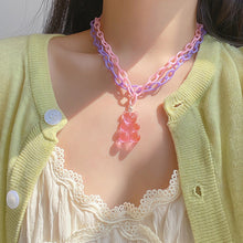 Load image into Gallery viewer, Summer Sweet Cute Cartoon Color Gummy Bear Necklace Teddy Bear Pendant Double Layer Bear Women Girl Jewelry Accessories