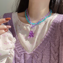 Load image into Gallery viewer, Summer Sweet Cute Cartoon Color Gummy Bear Necklace Teddy Bear Pendant Double Layer Bear Women Girl Jewelry Accessories