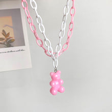 Load image into Gallery viewer, Summer Sweet Cute Cartoon Color Gummy Bear Necklace Teddy Bear Pendant Double Layer Bear Women Girl Jewelry Accessories