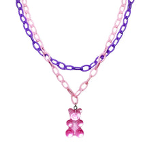 Load image into Gallery viewer, Summer Sweet Cute Cartoon Color Gummy Bear Necklace Teddy Bear Pendant Double Layer Bear Women Girl Jewelry Accessories