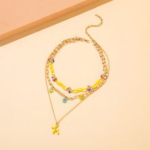 Load image into Gallery viewer, Fashion Daisy Pearl Rice Beads Necklace Simple Flower Beaded Puppy Multilayer Smile Chain Elegant Necklace Women Jewelry