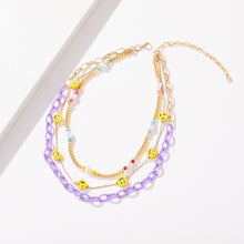 Load image into Gallery viewer, Fashion Daisy Pearl Rice Beads Necklace Simple Flower Beaded Puppy Multilayer Smile Chain Elegant Necklace Women Jewelry