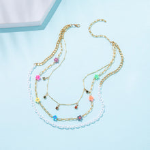 Load image into Gallery viewer, Fashion Daisy Pearl Rice Beads Necklace Simple Flower Beaded Puppy Multilayer Smile Chain Elegant Necklace Women Jewelry