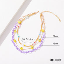 Load image into Gallery viewer, Fashion Daisy Pearl Rice Beads Necklace Simple Flower Beaded Puppy Multilayer Smile Chain Elegant Necklace Women Jewelry