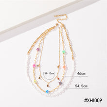Load image into Gallery viewer, Fashion Daisy Pearl Rice Beads Necklace Simple Flower Beaded Puppy Multilayer Smile Chain Elegant Necklace Women Jewelry