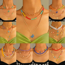 Load image into Gallery viewer, Multi-layer Fashion Personalized Beaded Necklace Choker Handmade Soft Clay Flower Rice Beads Chain Multicolor Necklace Women Jewelry