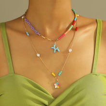 Load image into Gallery viewer, Multi-layer Fashion Personalized Beaded Necklace Choker Handmade Soft Clay Flower Rice Beads Chain Multicolor Necklace Women Jewelry